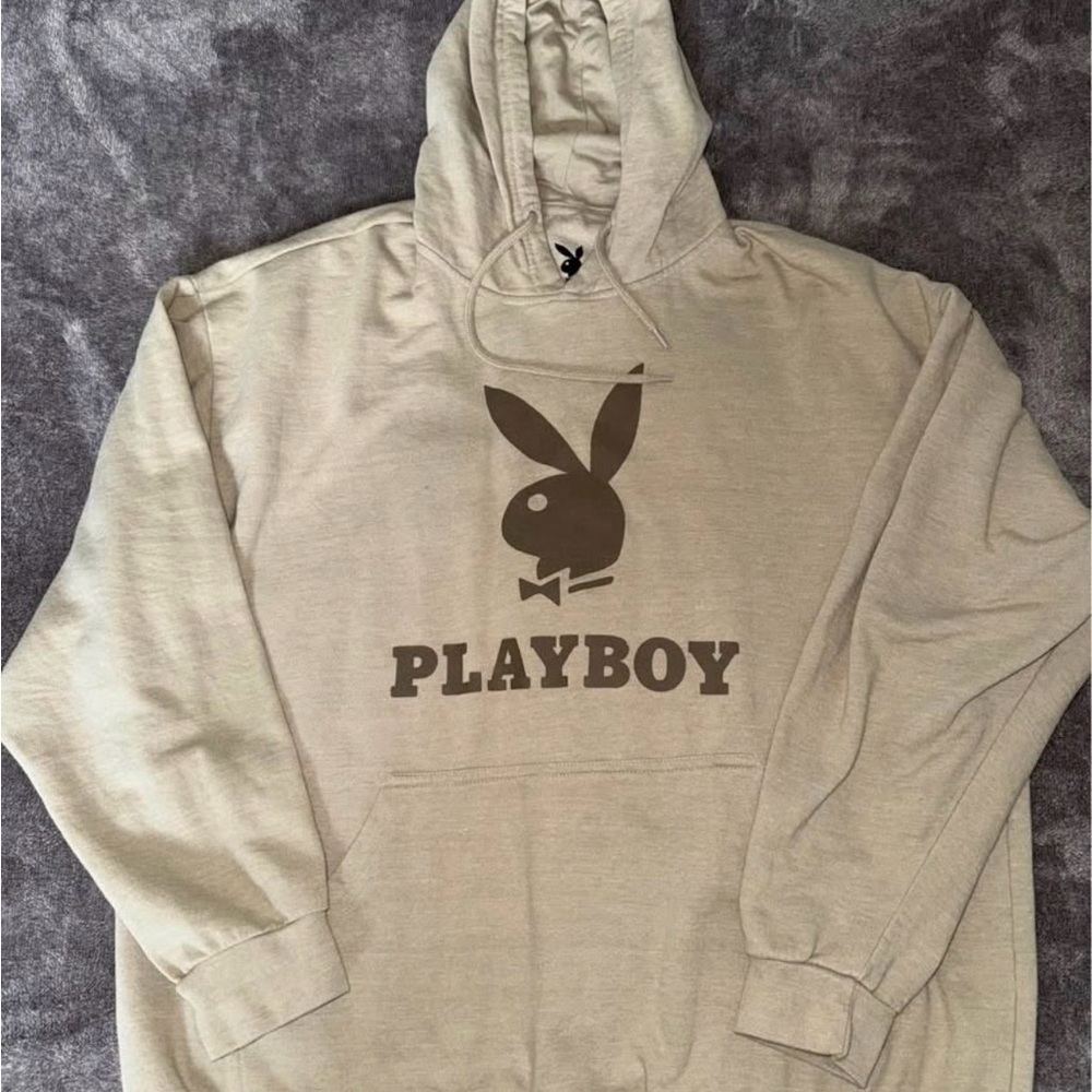 PLAYBOY Cream Hoodie with Logo